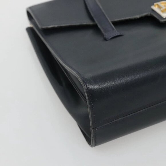 Christian Dior Hand Bag Leather Navy Gold Auth bs22492 - Picture 5 of 16